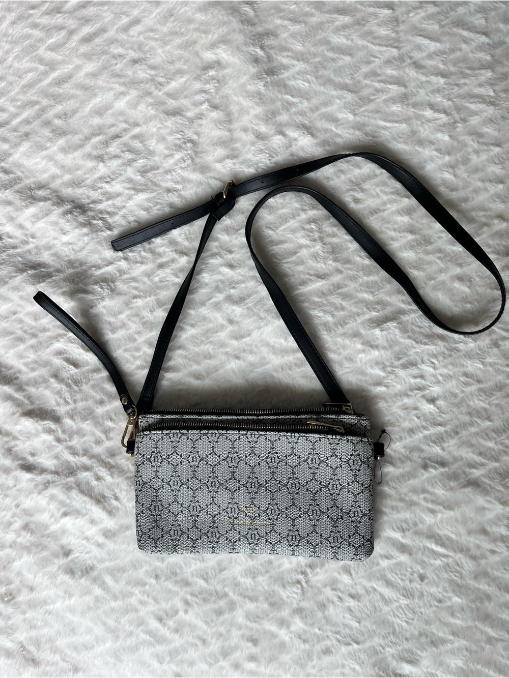 Nanette Lepore Gray Patterned Crossbody with Black Strap
